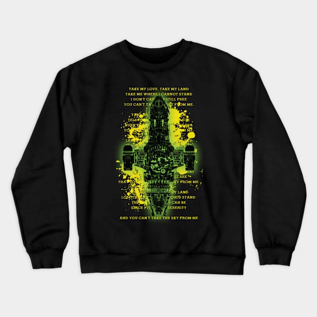 TAKE MY LOVE,TAKE MY LAND... YELLOW VERSION Crewneck Sweatshirt by KARMADESIGNER T-SHIRT SHOP